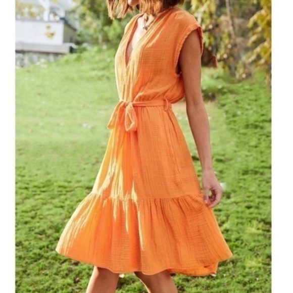 Xirena Maren Cotton Gauze Dress In Orangina Size Large